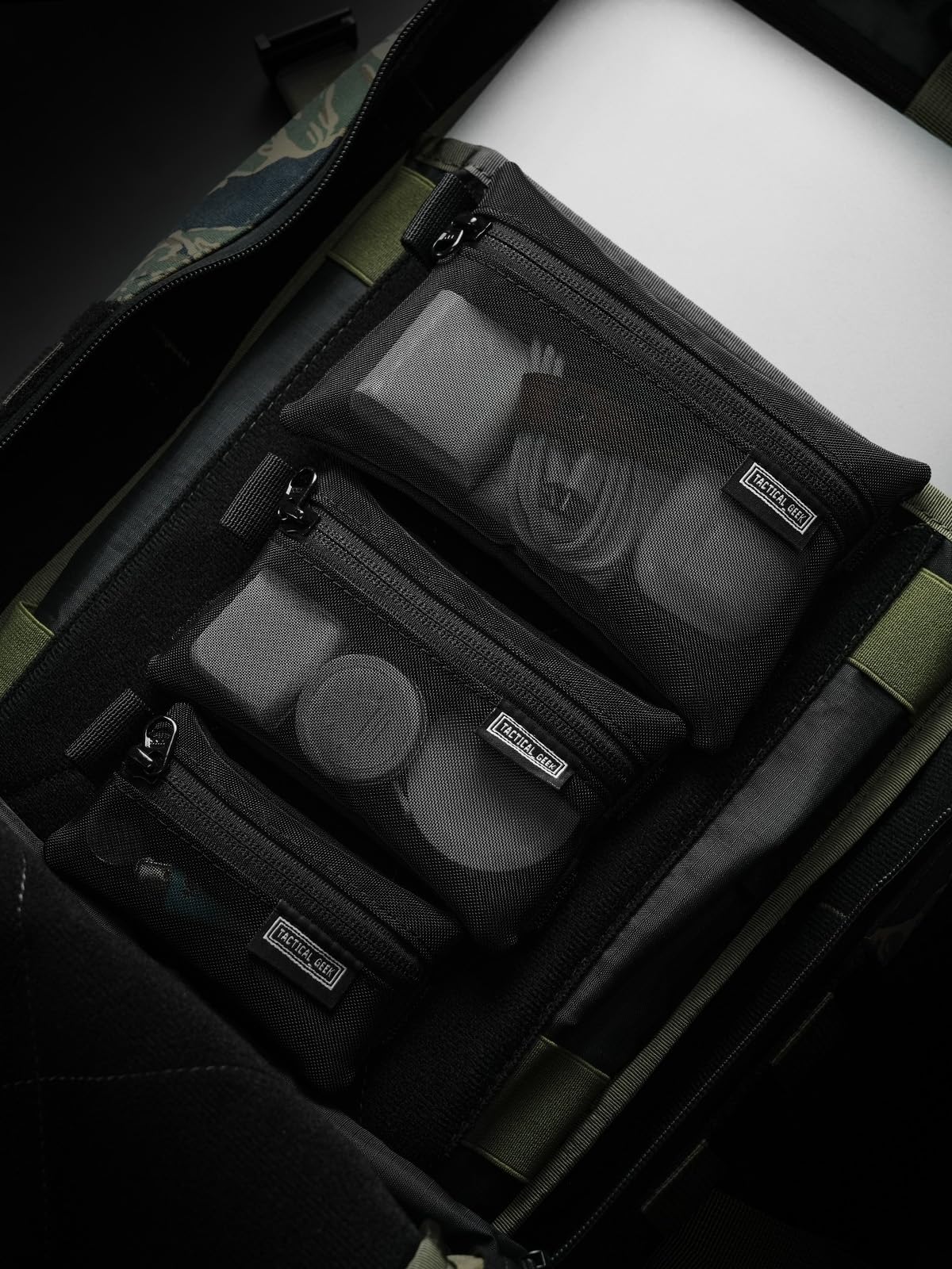 TACTICAL_GEEK Storage A5 EDC zestaw toreb do przechowywania, uniwersalne haczyki i pętelki, torba na gadżety EDC, separator, organizer kieszonkowy do codziennego użytku, siatkowy czarny