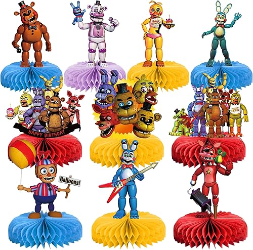 Centro de mesa de panal de dibujos animados, suministros para fiestas, 10 piezas de decoración de mesa 3D de doble cara con impresión de panal de