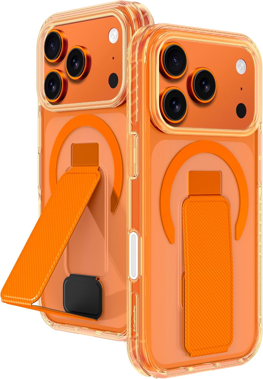 AMAZINGthing for iPhone 17 Pro Max [Titan Pro+ Case], Designed for MagSafe Accessories, 12FT Drop Proof, Magnetic Phone Cover with Built-in Kickstand, Anti Yellowing, Transparent, Orange