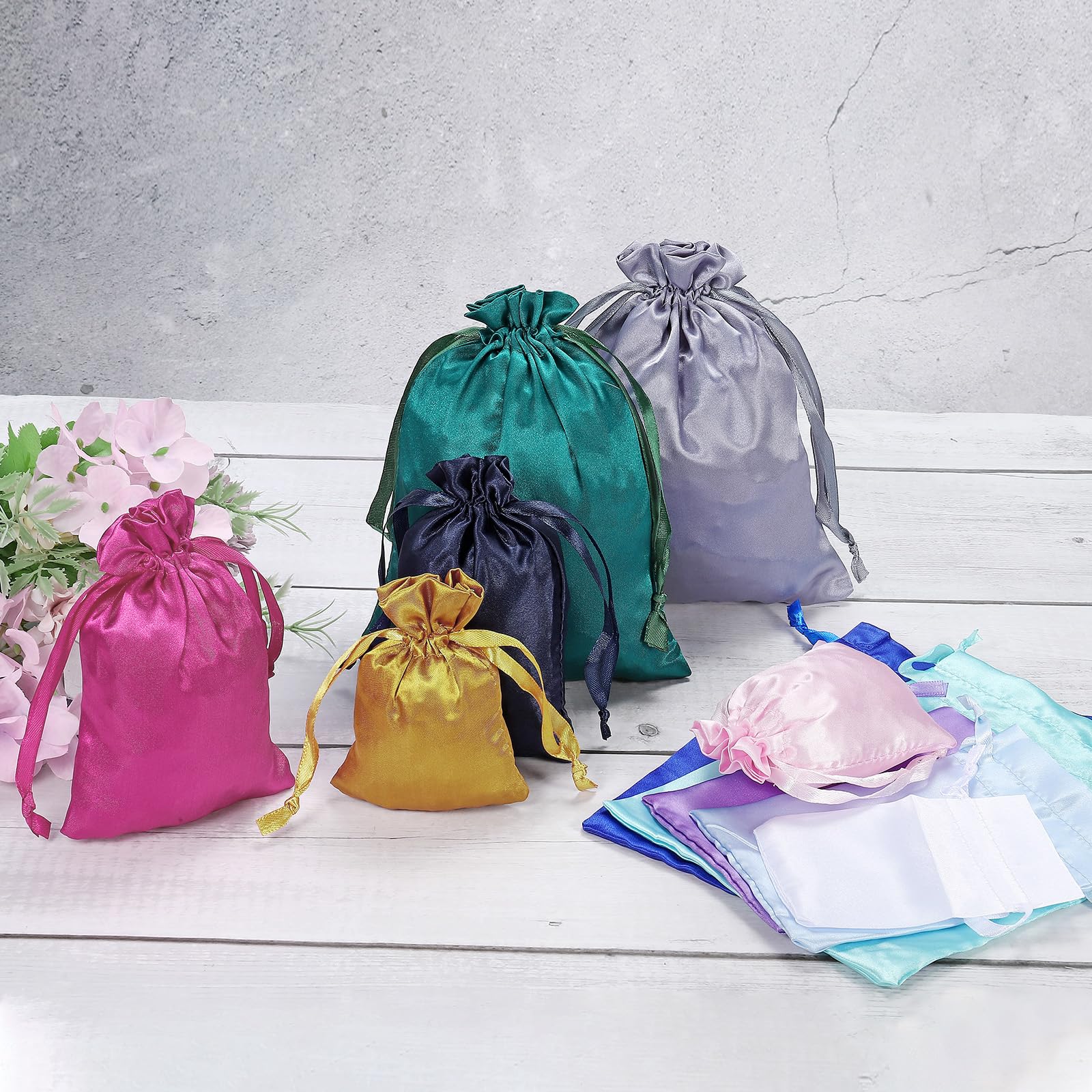 PATIKIL Sacchetti in Raso con Coulisse, 3 Confezione 6x8 Mini Borsa Bomboniere Confezioni Regalo per Feste Compleanno Gioielli Natalizi, 3 Colori