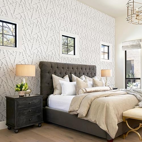 Miniatura 8 de Paquete de 33 paneles de pared 3D para decoración de pared interior, paneles de pared texturizados de acento blanco de 12 x 12 pulgadas, paneles de