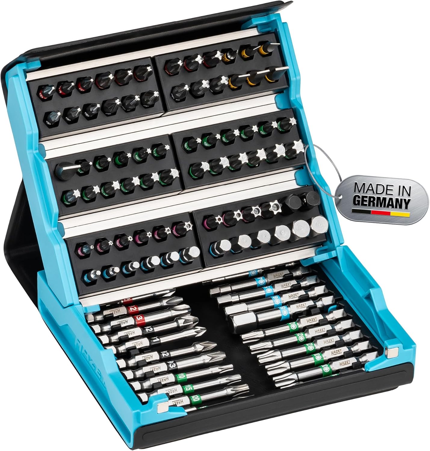 HAZET Smartcase Bit Set 2200SC-31 I 73-Piece Set, Drive: Hexagon 6.3 (1/4 Inch), Maximum Number of Tools in Minimum Space for Best Overview I Foldable Tool Set