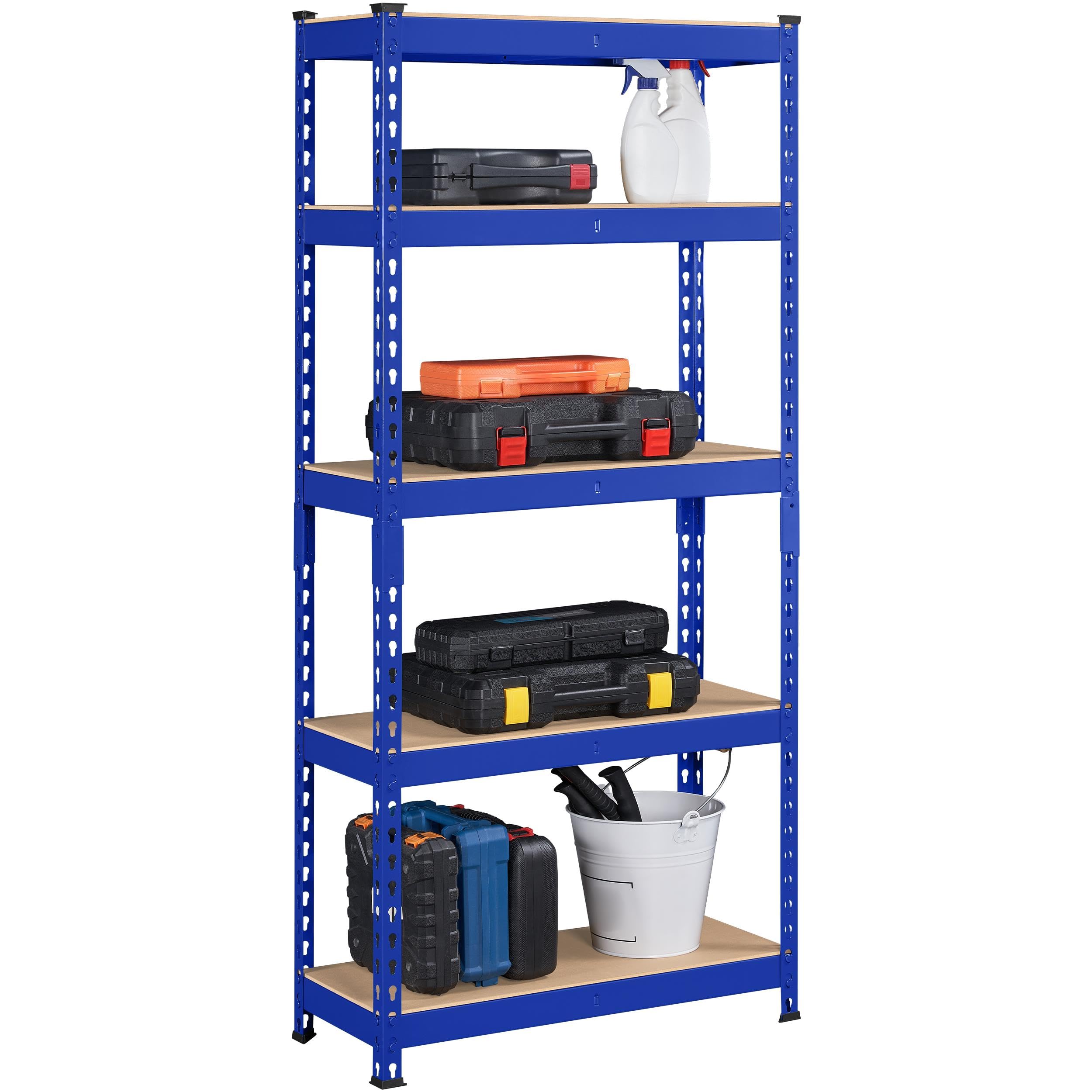 Yaheetech Storage Shelves 5 Tier Garage Shelving Heavy Duty Garage Shelves Adjustable Metal Shelving Unit Utility Rack Industrial Shelving for Warehouse Pantry Closet, 27.5"W x 12"D x 60"H, Blue