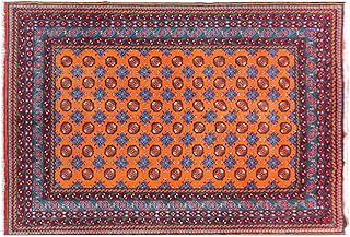 Afghan Aqcha Teppich 200x300 Handgeknüpft Orange Durchgemustert Orient Kurzflor b