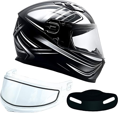 Typhoon Helmets Casco de moto de nieve de doble lente para adultos con protección solar desplegable certificado DOT