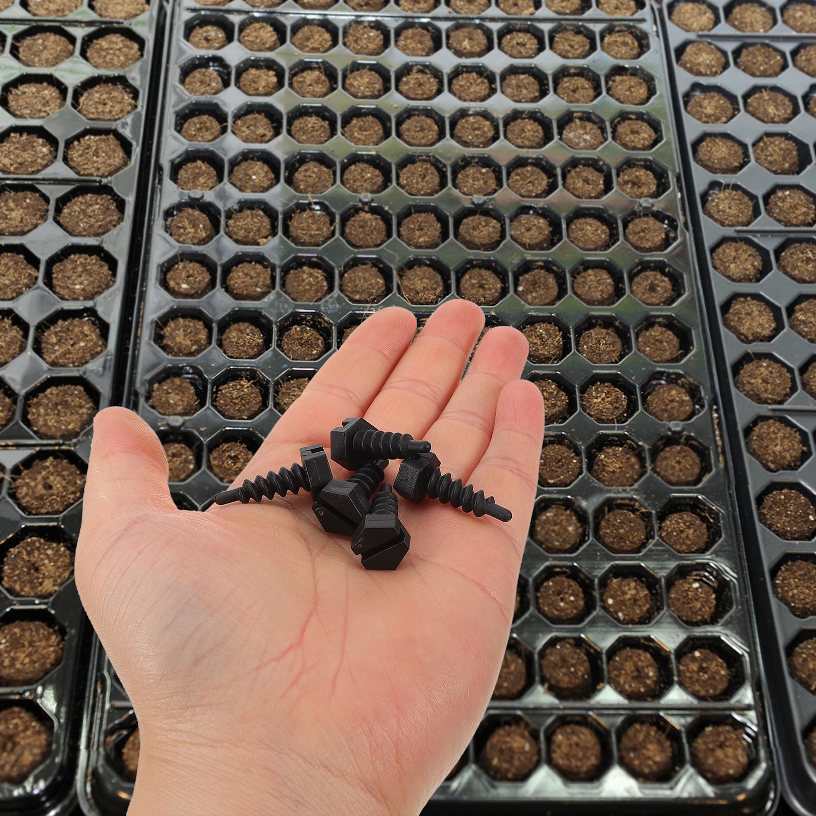 FOMIYES Wurzelkontrollschrauben mit Sechseckiger Form aus Schwarzem Kunststoff 100 Stück Installieren für Pflanzen und Pflanzeneinfassungen im Garten
