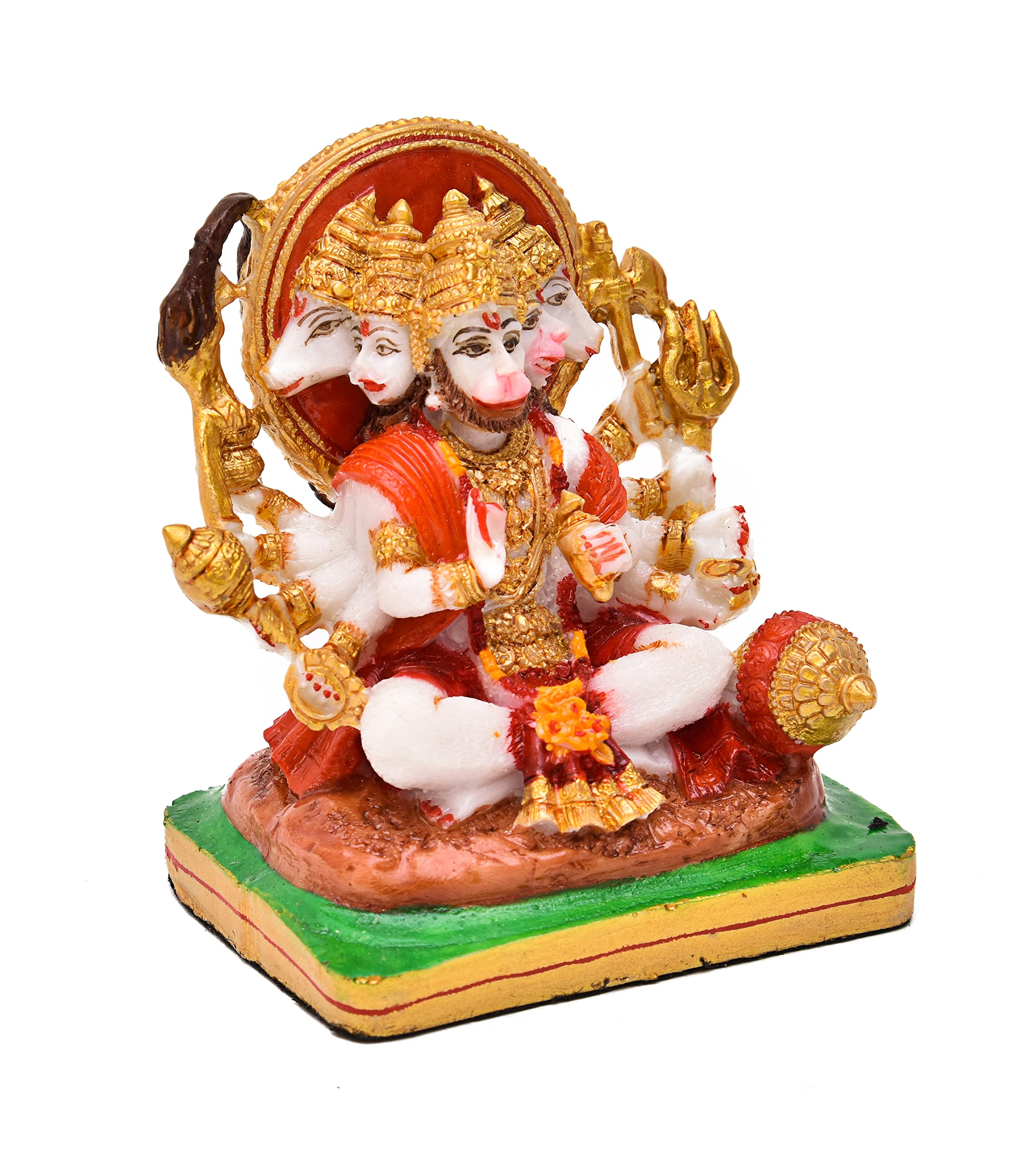 Archna Handicraft Polyresin Bhagwan Panchmukhi Hanuman Ji/Bajrangbali Marble Dust syntheric for Pooja Room (4 x 2 x 3) - Image 4 thumbnail