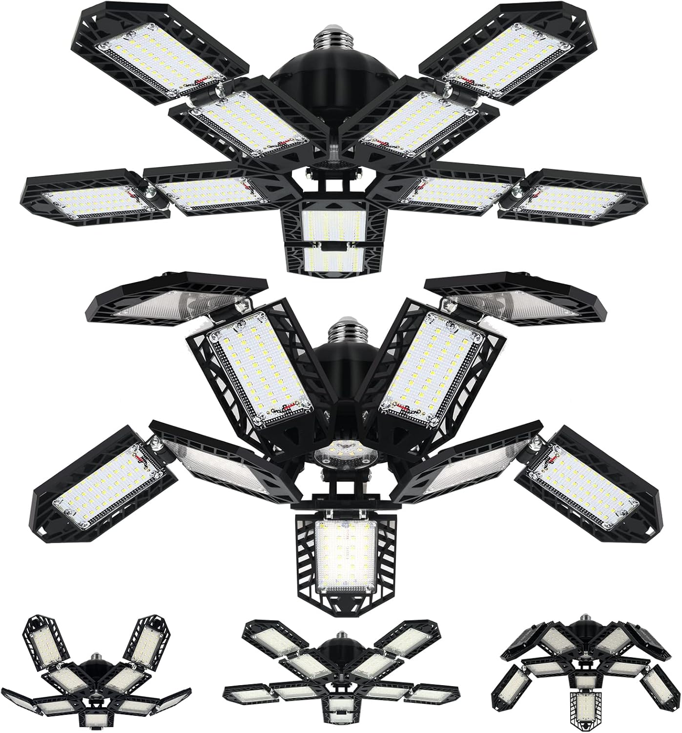 Aoretic LED Garage Lights Bulb 10+1 Panels 2 Pack 200W, 20000LM 6500K