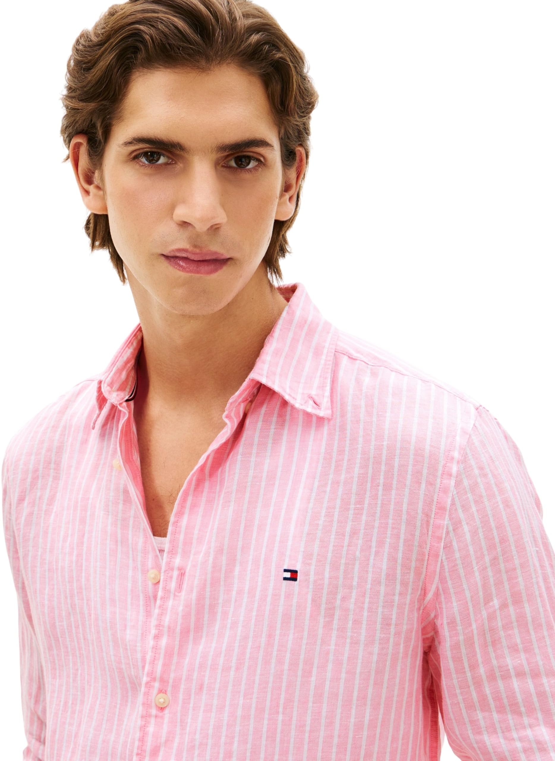 Tommy Hilfiger Koszula S/S Mężczyźni Linen Bengal Stripe Rf Shirt Mw0mw42400