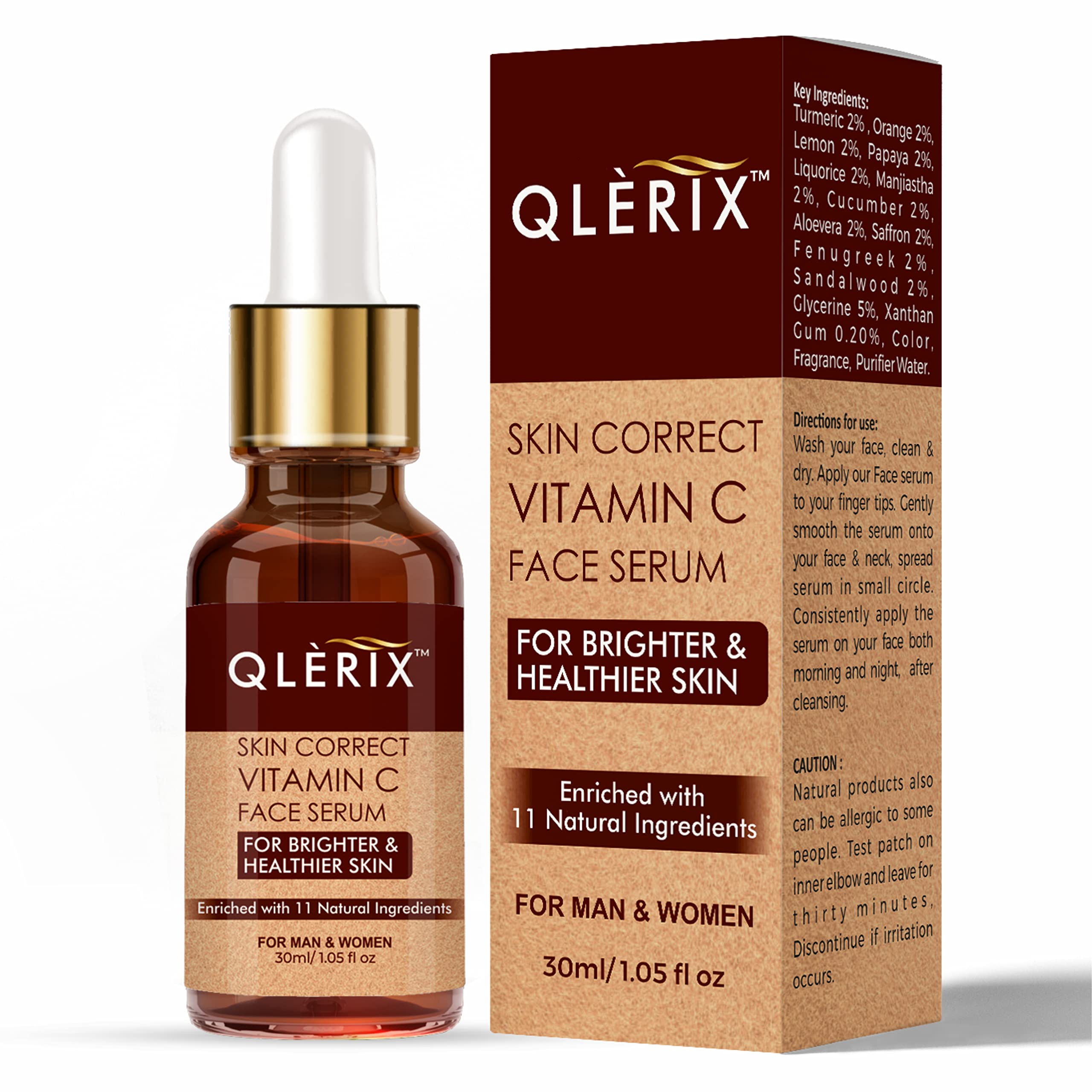QLERIX Advance Vitamin C Face Serum for Natural Glowing Skin With Hyaluronic Acid use for Brighten, Soft, Smooth Skin & Help for Hyperpigmentation 30 ML (30 ML, 1)