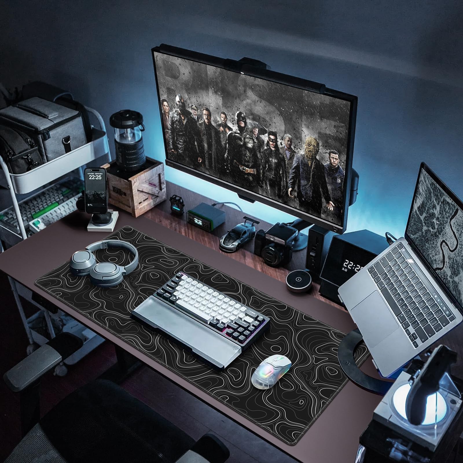 Canjoy - Alfombrilla de mouse para juegos, contorno topográfico, 35.4 x 15.7 pulgadas, grande, extendida, para computadora, teclado de escritorio completo, alfombrilla de mouse para juegos, oficina,