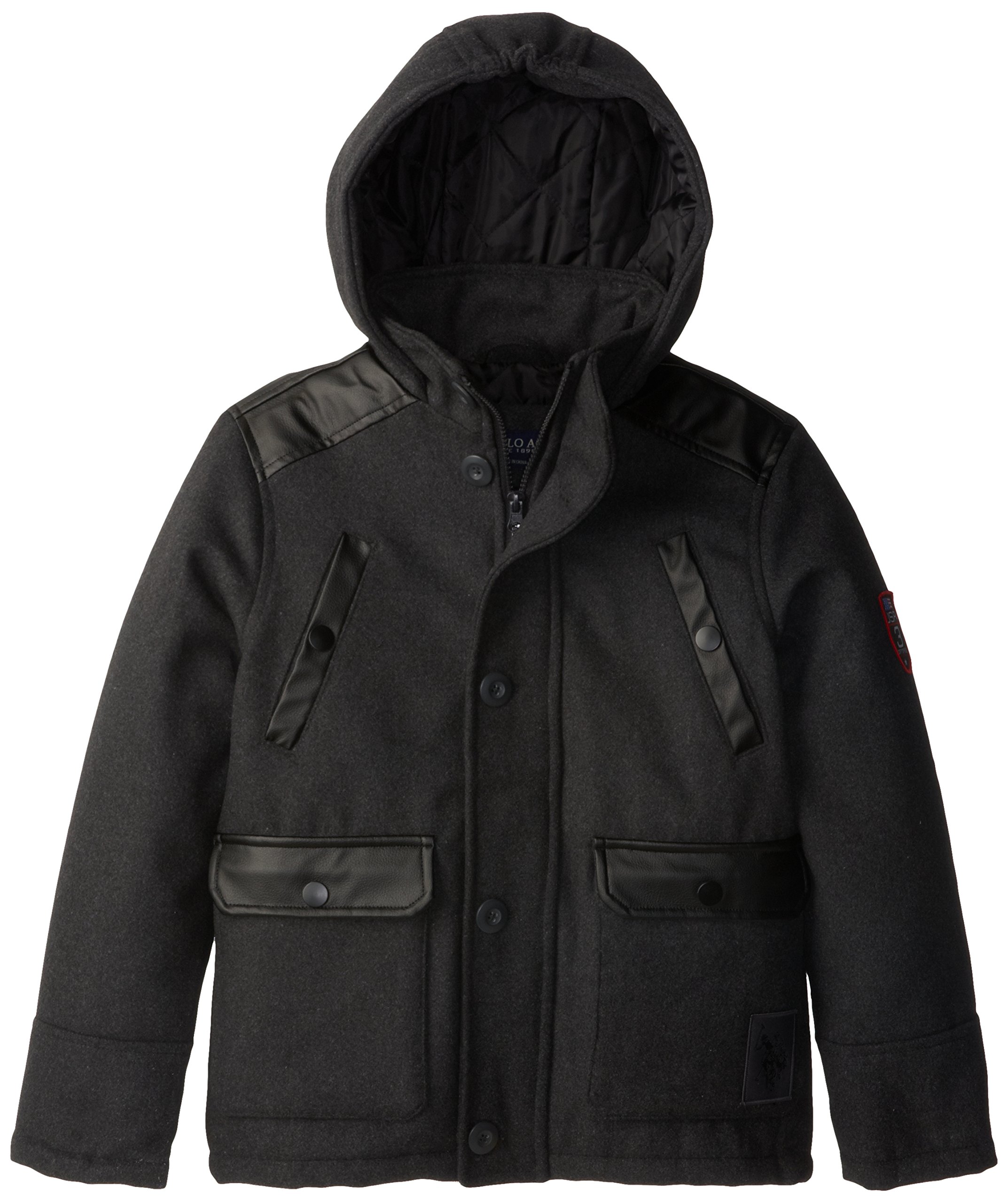 U.S. Polo Association Big Boy's Fashion Outerwear Jacket, Charcoal, 10/12