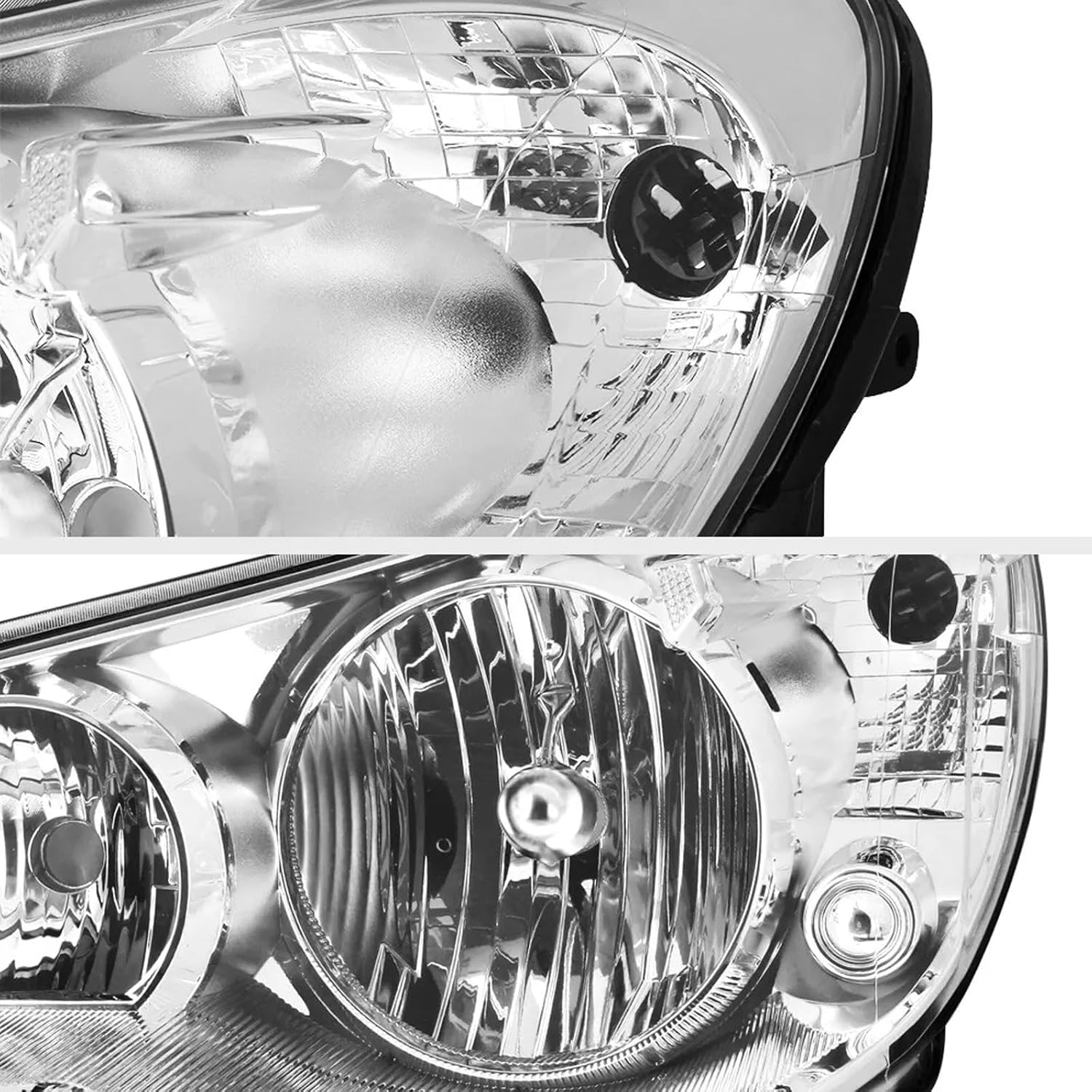 Headlights Assembly Pair for 2007 2008 2009 2010 Chrysler Sebring Headlamps Head Lights Replacement Driver and Passenger Side,Chrome Housing Clear Reflector