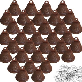 Rusty Craft Glocken, 34-teiliges Set, 3,8 cm, Vintage-Glocken mit Haken für antike Heimdekorationen, DIY-Windspiele