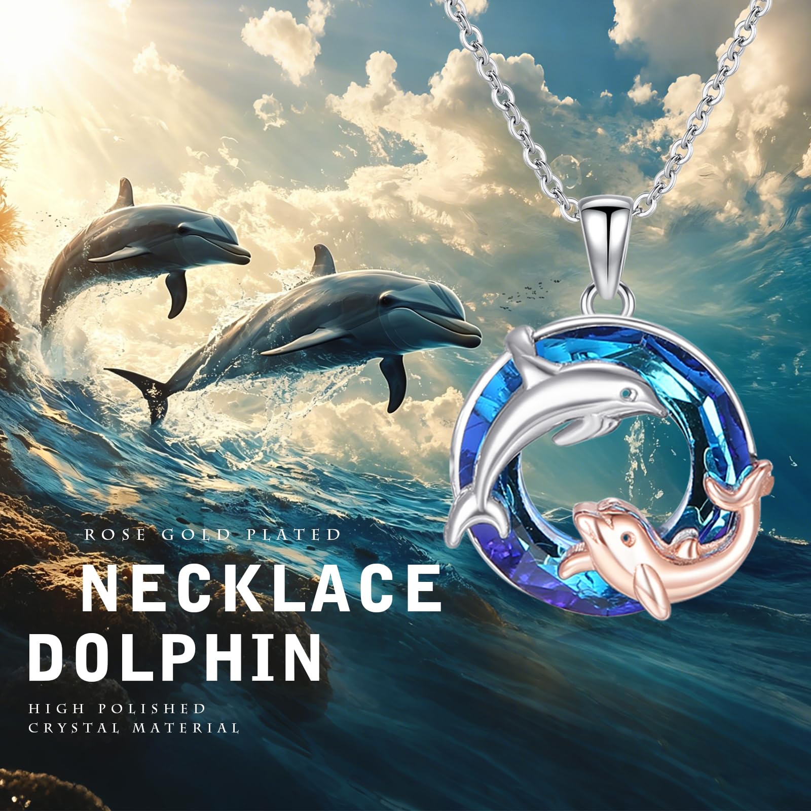 Cuoka Collana con delfino in argento Sterling 925 Ocean Amicizia Bff collana animale pesce gioielli festa della mamma regali per le donne ciondolo