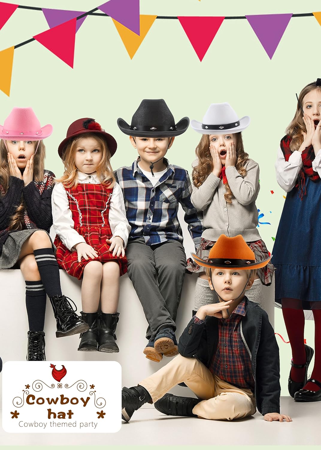 4 Pack Kids Studded Cowboy Hat Western Rodeo Texan Cowboy Hat for Boys Girls Cowboy Party Costume Accessories - Image 7