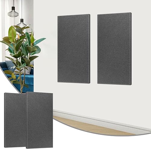 Paquete de 2 paneles acústicos absorbentes de sonido, paneles de pared de fibra de vidrio de 47 x 23 x 1 pulgada de grosor, paneles de pared