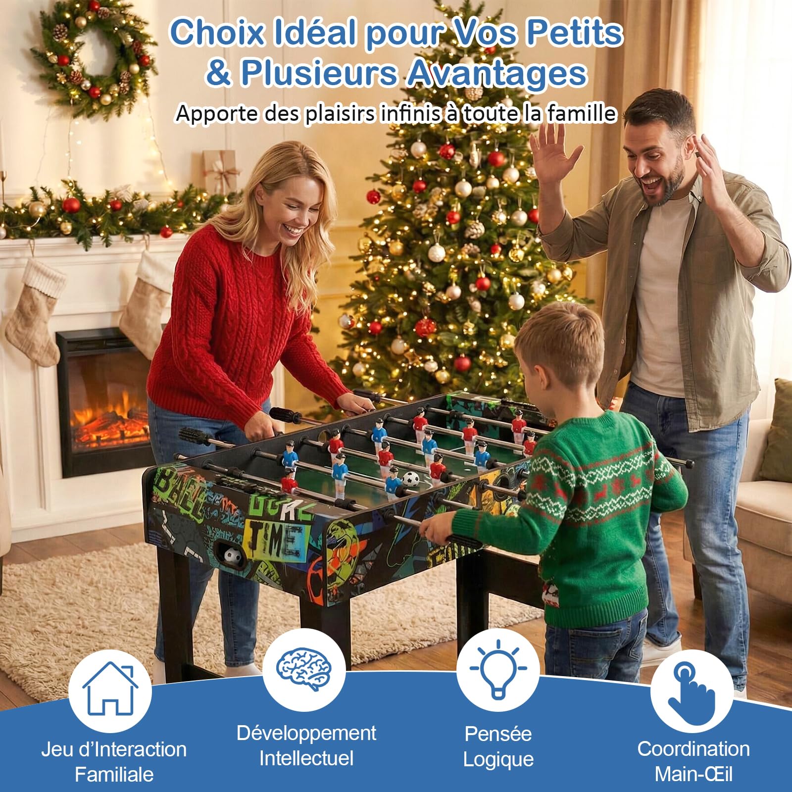 GOPLUS 2 en 1 Table Baby-Foot Enfant, Jeu de Foot avec Compteur de Score, 2 Balles, Pieds Amovibles pour Adultes et Enfants, Jeu d'Arcade de Football pour Salle de Jeux, Fêtes, 94 x 51 x 69 cm