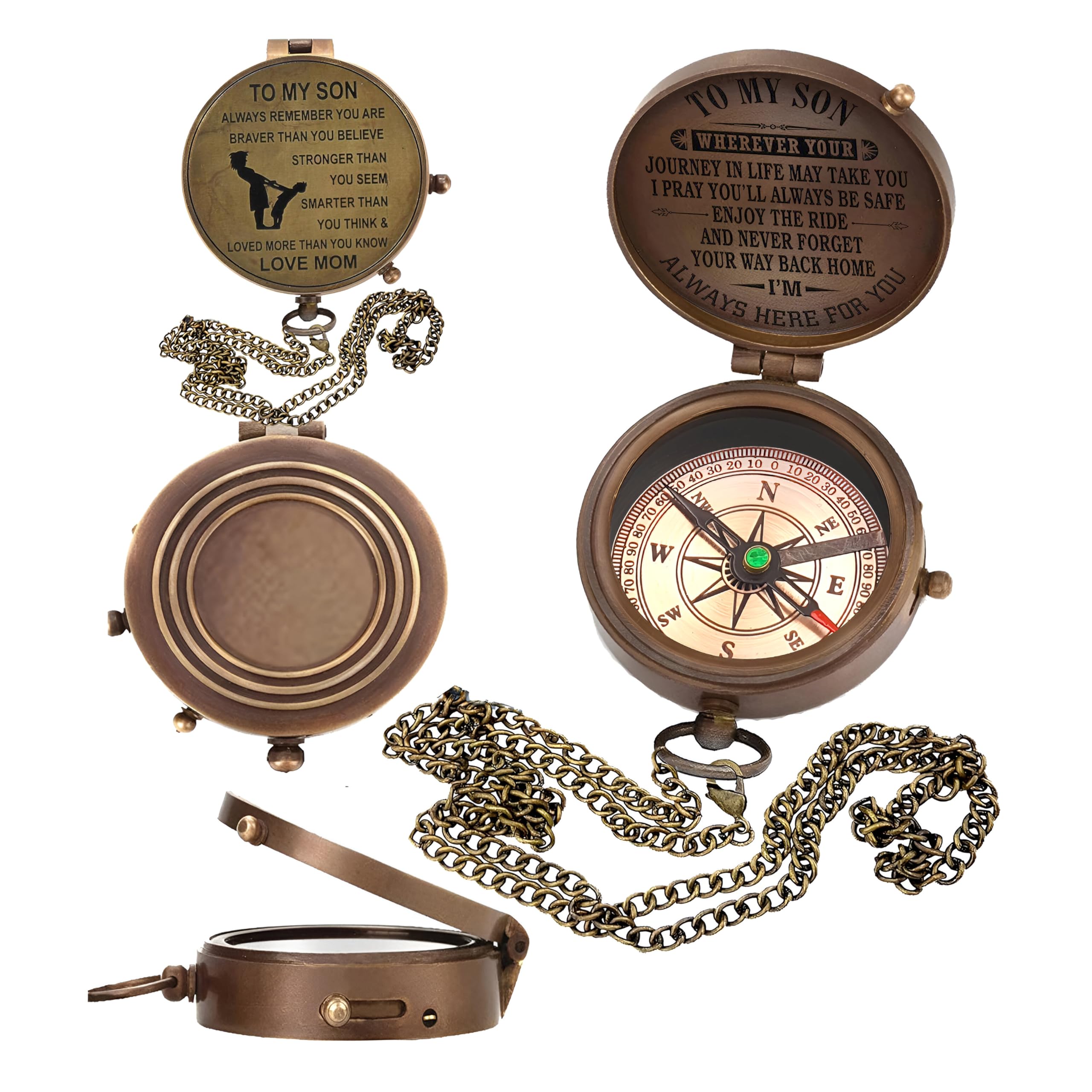 Personalized Son Gifts Compass with Leather Case Mom to Son Gifts – to My Son Love Mom – Mother to Son Gifts - Son Graduation Gifts, Son Birthday Gifts, Son Wedding Gifts
