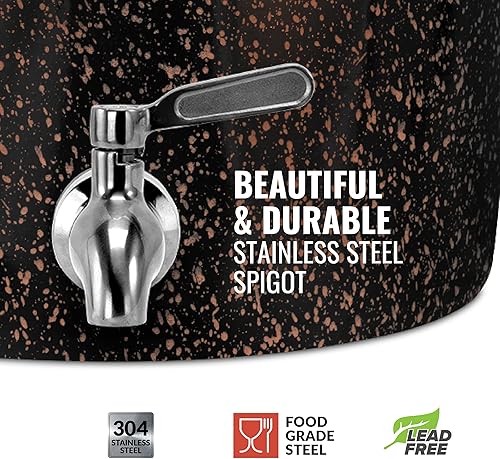 Miniatura 2 de Geo Sports - Dispensador de agua de cerámica de porcelana, grifo de acero inoxidable, válvula y tapa incluidas. Se adapta a jarras de 3 a 5 galones