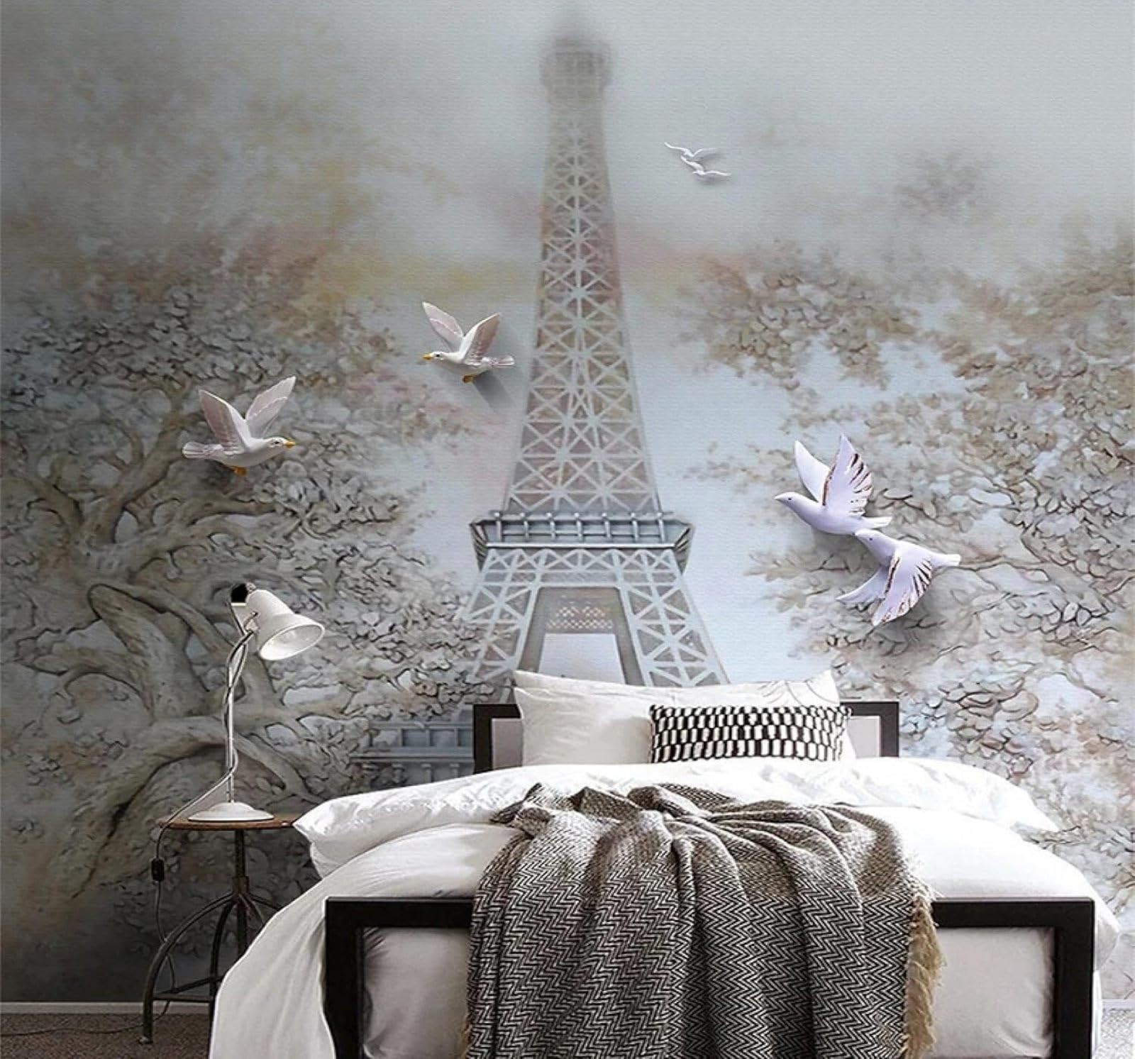 XLMING Relief Creative Forest Tower White Dove 3D Wallpaper Luxury Home Dining Decor Paste Sofa Living Room The Wall for Bedroom Mural-400cm×280cm