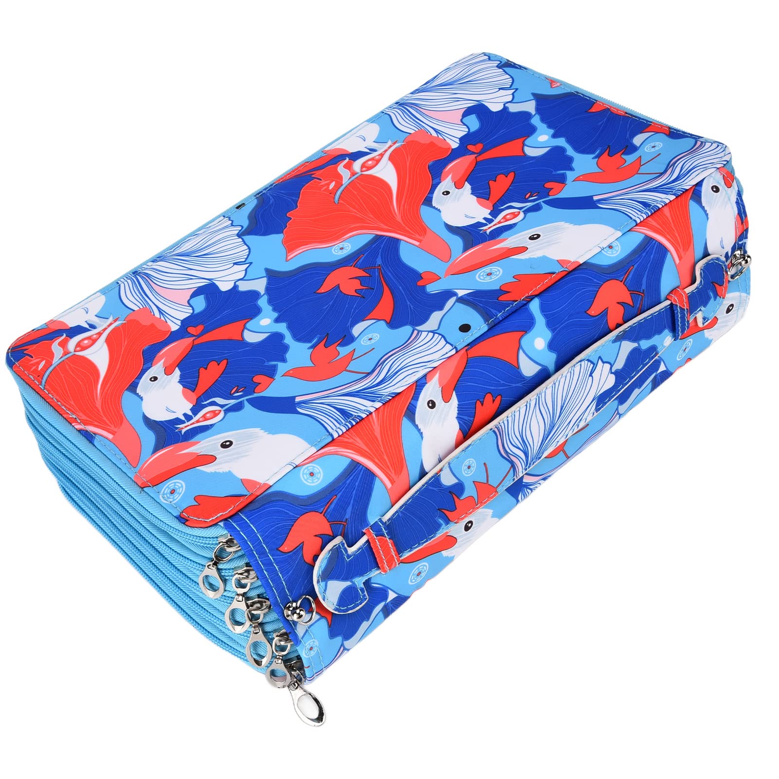 Astuccio per matite di grande capacità 100 slot Astuccio rosa portatile leggero e resistente all'usura di squisita fattura (Blu)