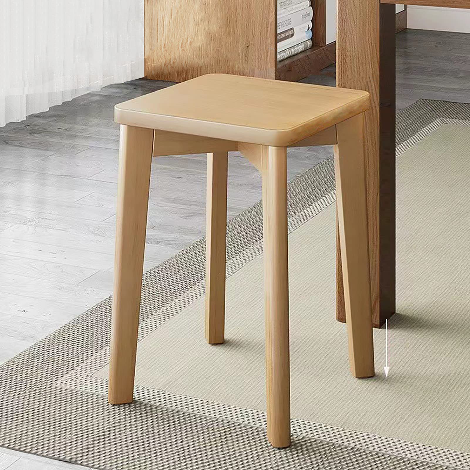 Modern 18" Wood Counter Height Bar Stools with Soft Cushion Stackable Small Stools for Kitchen Vanity Bathroom Set of 2