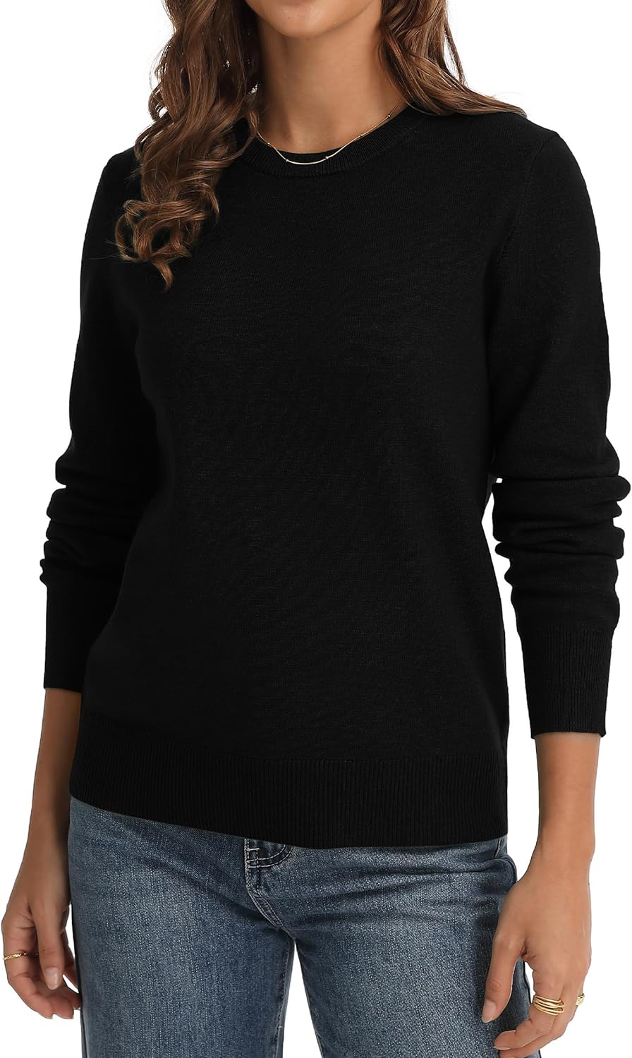 QUALFORT Women’s Lightweight Sweater Pullover Knit Long Sleeve for Layering Soft Casual Basic Top - Image 2