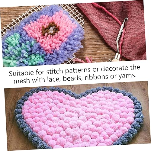 Miniatura 4 de Ciieeo Ganchos de plástico de tela de malla tejida para colgar tapiz tejido, manta, kit de tejido de alfombra en blanco, alfombra de malla de