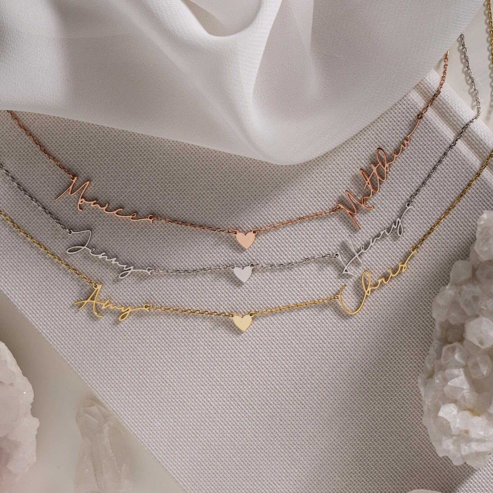 Personalizzato doppio collana con nome con cuore su misura due nome cuore collana coppie Natale per lei per mamma
