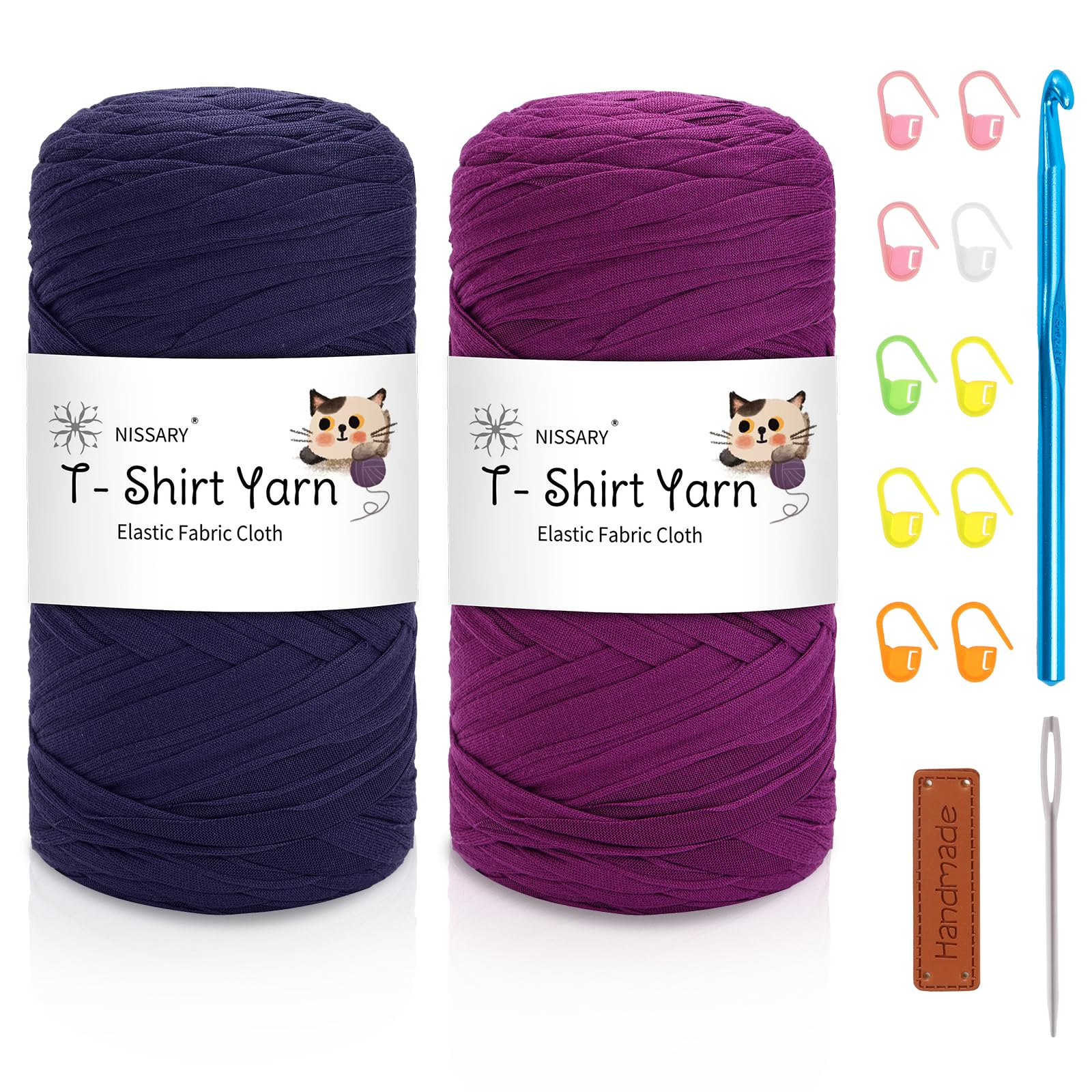 Nissary T Shirt Yarn for Crocheting 2 Pack 200g - Crochet Yarn Thick Includes 10mm Hook & Accessories - Ideal for DIY Tote Bags, Cushions, Chunky Blankets & Home Decor Projects — image 1