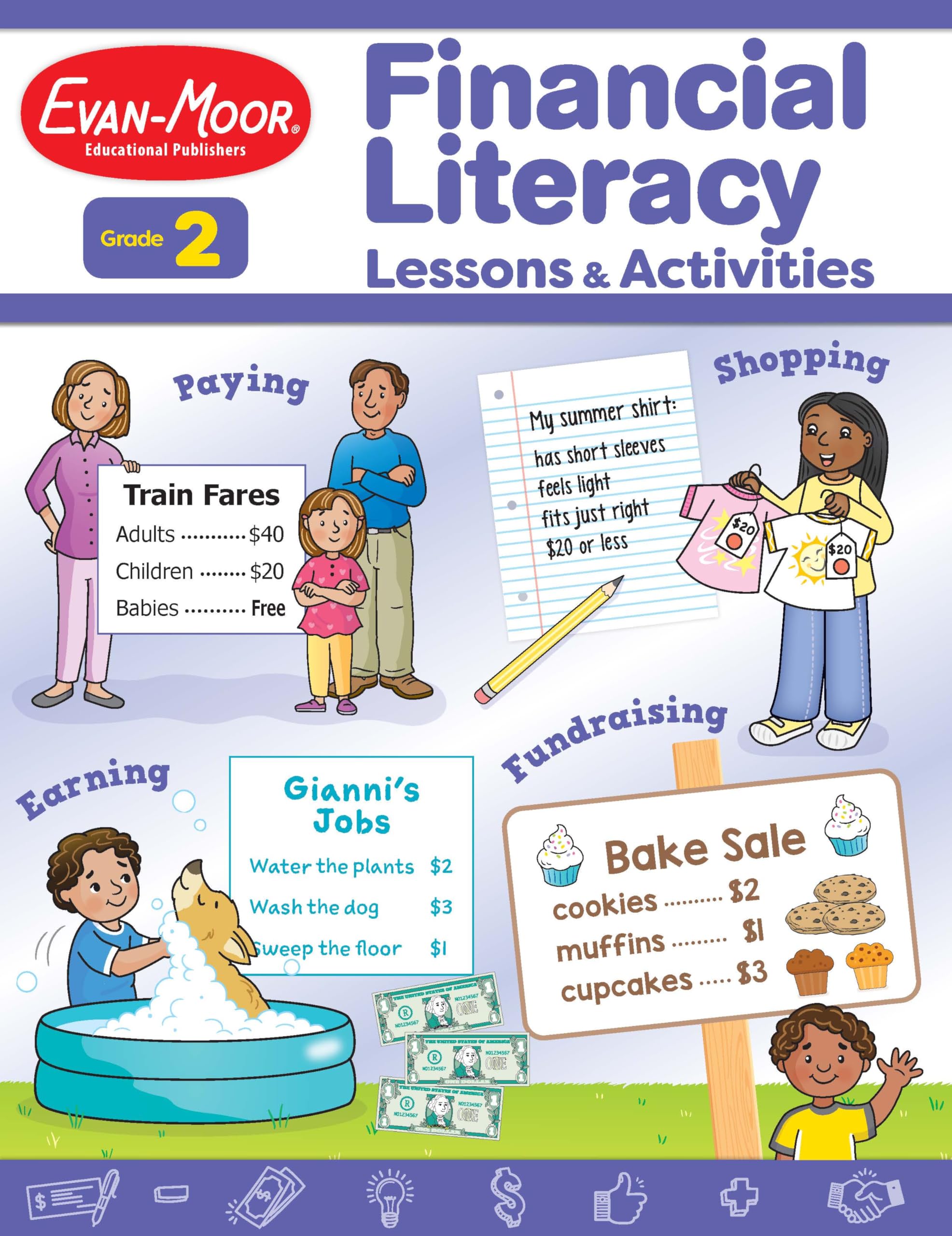 Financial Literacy Lessons and Activities for Grade 2 Teacher’s Resource Book, Reproducible Worksheets, Homeschool Resources, Classroom Lessons, Math Word Problems, Money Games