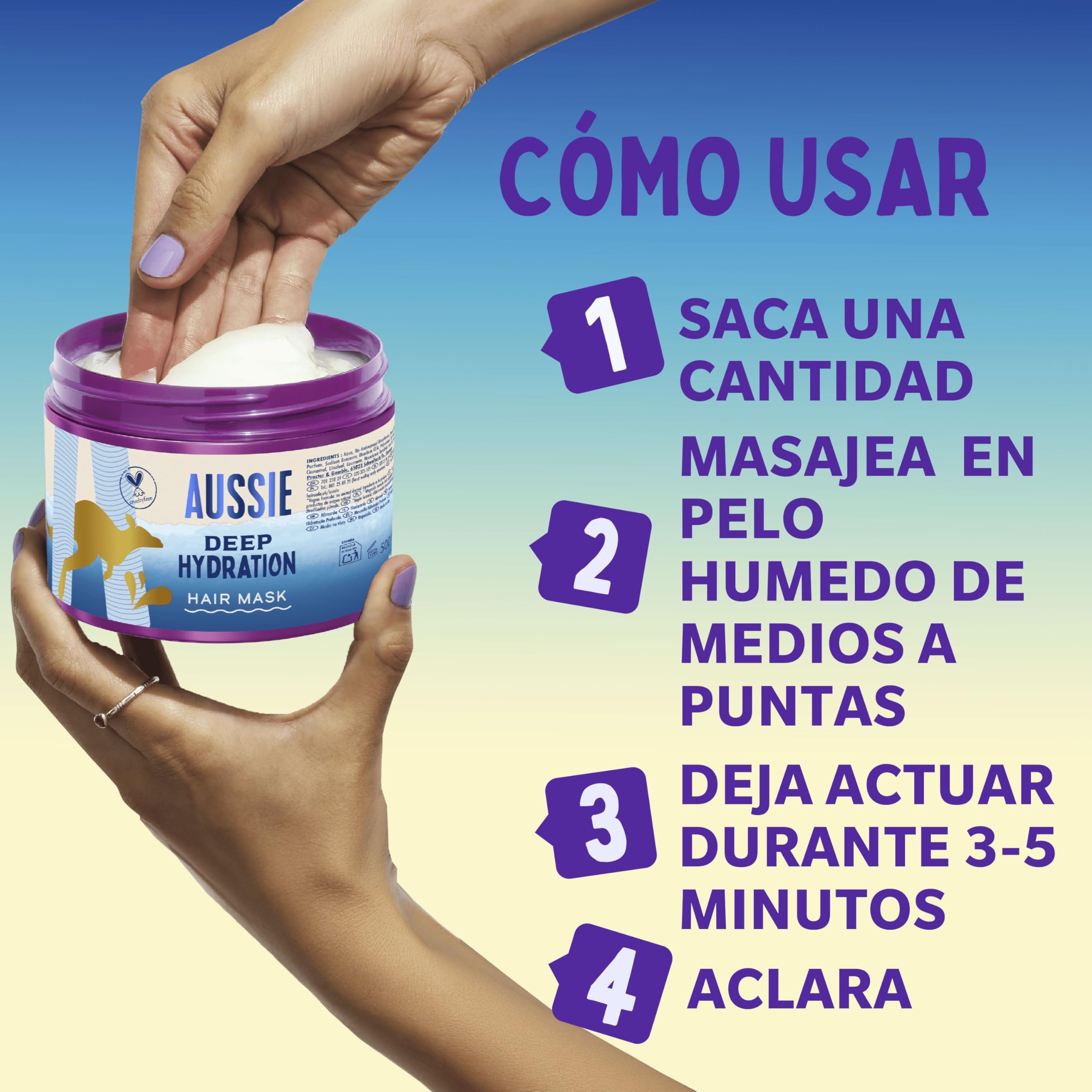 Aussie Hidratación Profunda Champú 300ml + Mascarilla 500ml + 3 Minute Miracle 250ml para Hidratar el Pelo Muy Seco y Grueso