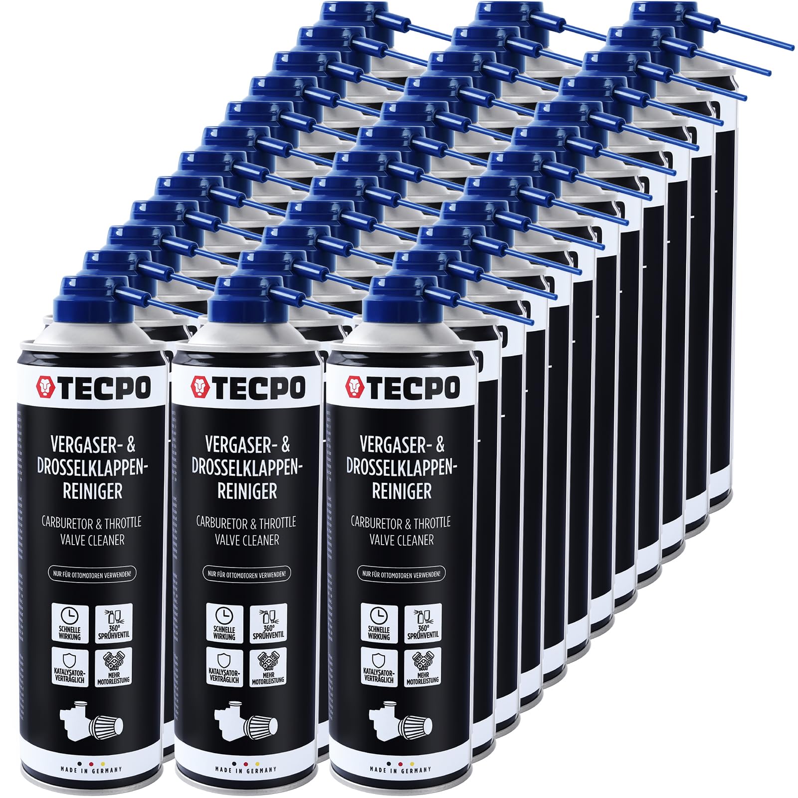 TECPO Limpiador de carburadores y válvulas de mariposa, 36 x 500 ml, disolvente AGR, limpiador de válvulas de carburador, inyectores, limpiador de boquillas, limpiador de aspiración