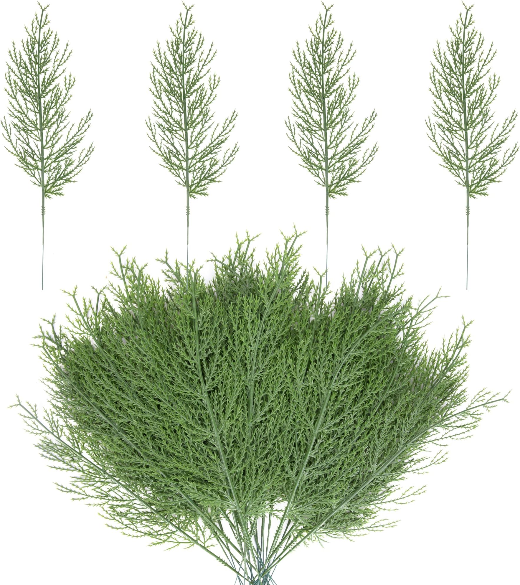 Alpurple 40 PCS Artificial Pine Leaves Branches-13.7 Inches Fake Greenery Pine Sprigs-Faux Picks for DIY Garland Wreath Christmas Embellishing and Home Garden Decoration (40PCS)