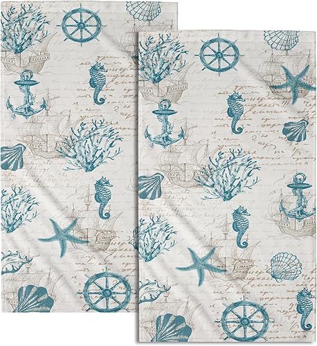 Vista 137 de Giwawa Juego de 2 toallas de mano de hojas marrones, toallas de baño bohemias suaves y delgadas, altamente absorbentes, decorativas, para cocina