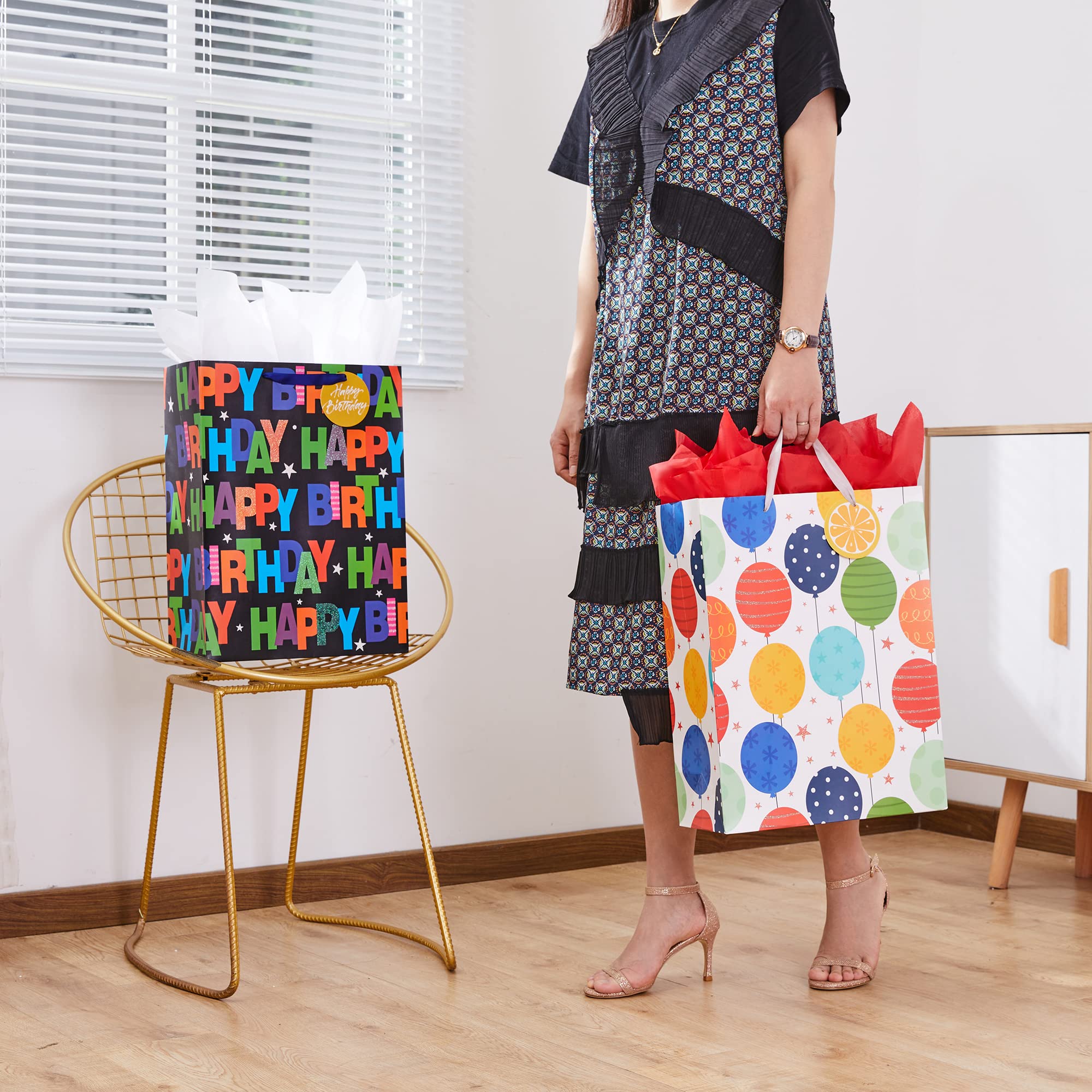 Bobobag 2 x 41,9 cm große Geschenktüte mit Seidenpapier für Geburtstagsparty (Luftballons)