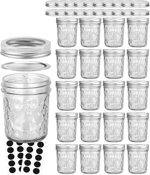 Mason Jars 6 OZ, VERONES 30 PACK 6oz Mason jars Canning Jars Jelly Jars With Lids, Ideal for Jam, Honey, Wedding Favors,