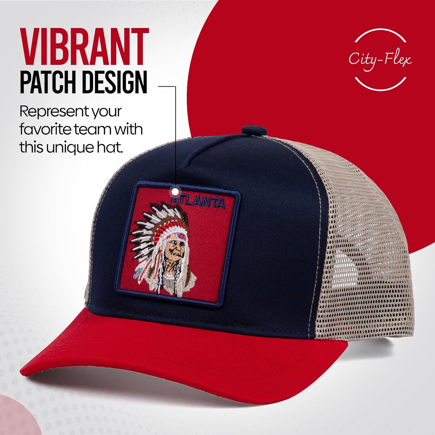 Baseball Fan Patch Trucker Hat - Netted Snapback Baseball Cap with Team Design for Men & Women