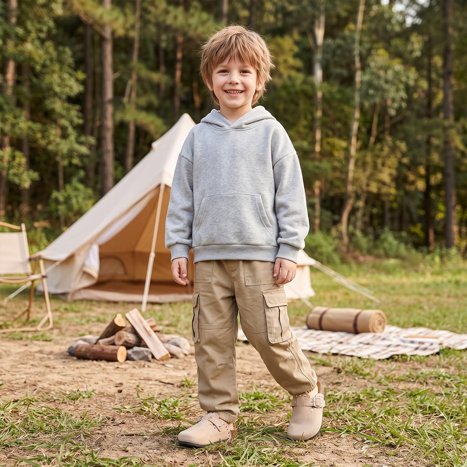 Remaches Ante Zuecos Niñas, Mules Niños con Corcho Plantilla