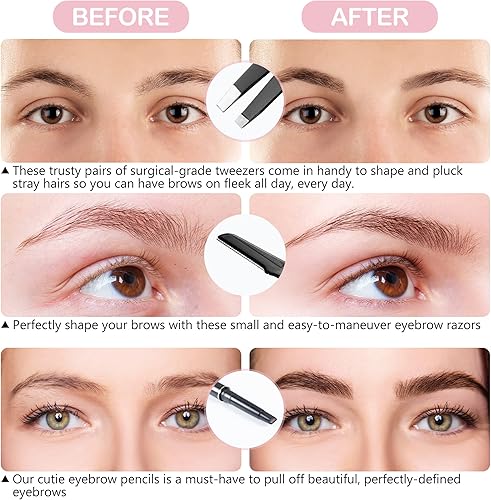 Miniatura 4 de Exquisito kit de cejas 8 en 1 - Kit de pinzas para cejas 4 piezas - Kit de modelado de cejas - Kit multiusos de aseo de cejas - Maquinilla de