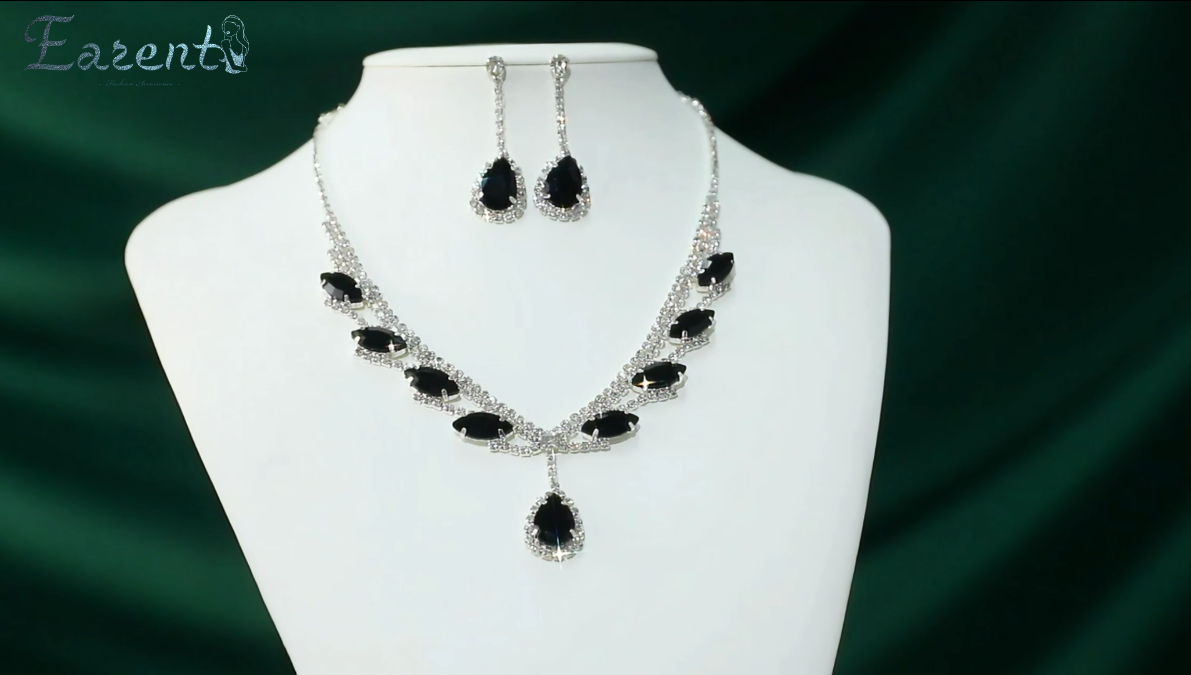 Amazon.com: EARENT Black Jewelry Sets Wedding Rhinestone  display picture 1