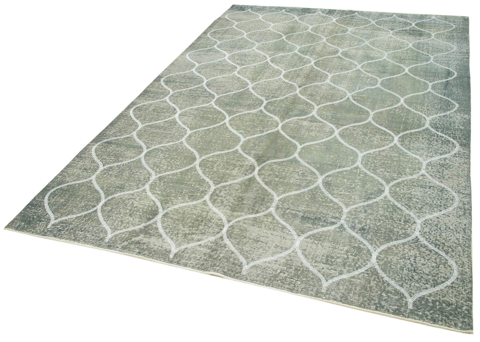 64 x 96 - 192 x 289 Cm Geometric Carpet Green Geometric Bohemian Wool Cotton Handmade Handknotted Vintage