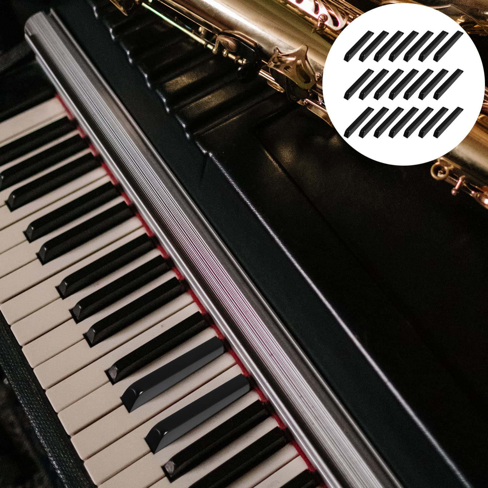Toyvian Akcesoria Fortepianowe 36 Skórki Klawiszy W Kolorze Fortepianowej Czerni Matowych Bakelitowych Małych Narzędzi Zaopatrzenie W Instrumenty Muzyczne