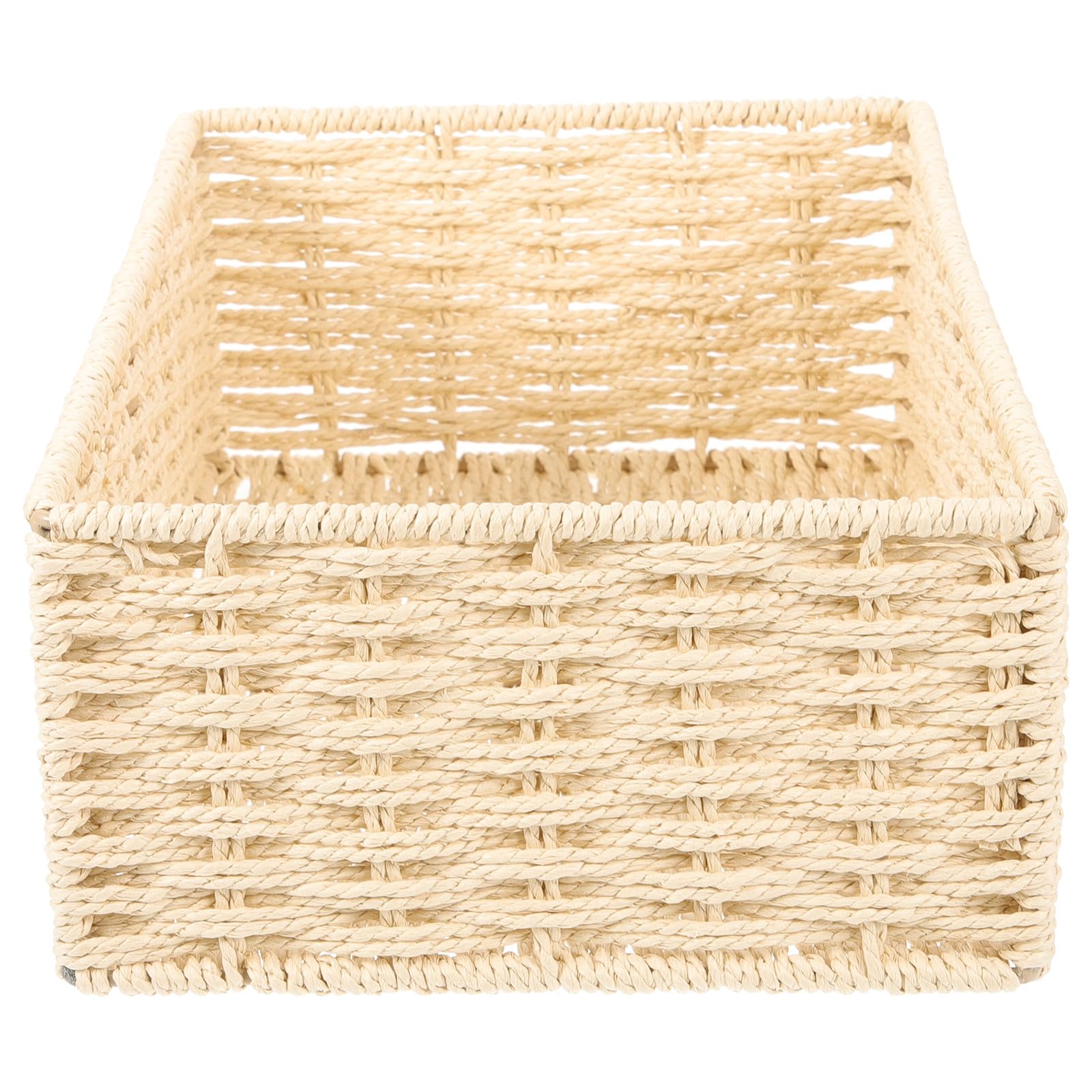 Panier multifonction tressé beige pour organiser bureau et maison