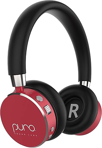 Puro Sound Labs BT2200 Volume Limited Kids’ Bluetooth Headphones – Safer Headphones for Kids w/Microphone – Lightweight & Durable – Studio-Grade Audio Quality & Noise Isolation –Carrying Case (Red)