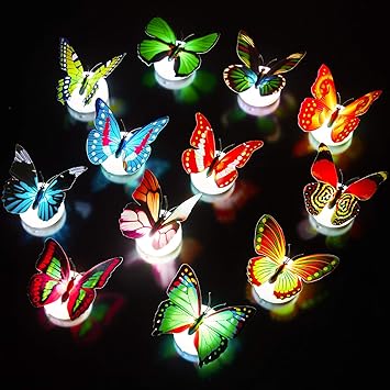 Download 12 Pieces Led Butterfly Decoration Lights Colorful Night Light 3d Butterfly Wall Stickers Led Light For Garden Backyard Lawn Wedding Party Nursery Bedroom Living Room Set With Randomly Different Style Amazon Com