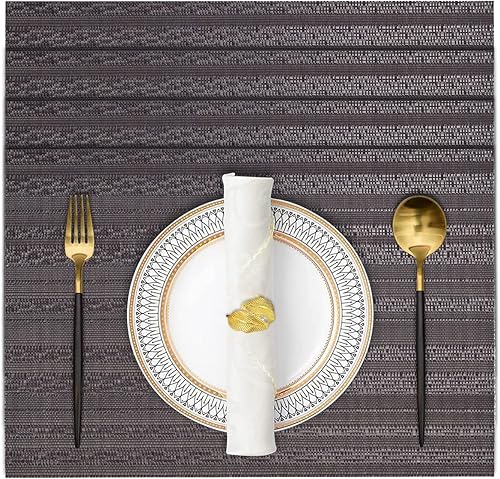 Placemats Set of 4 for Dining Coffee Table Scratch Heat Stain Resistant Anti Skid Kitchen Decor Washable Wipeable Indoor Outdoor Durable Tablemats