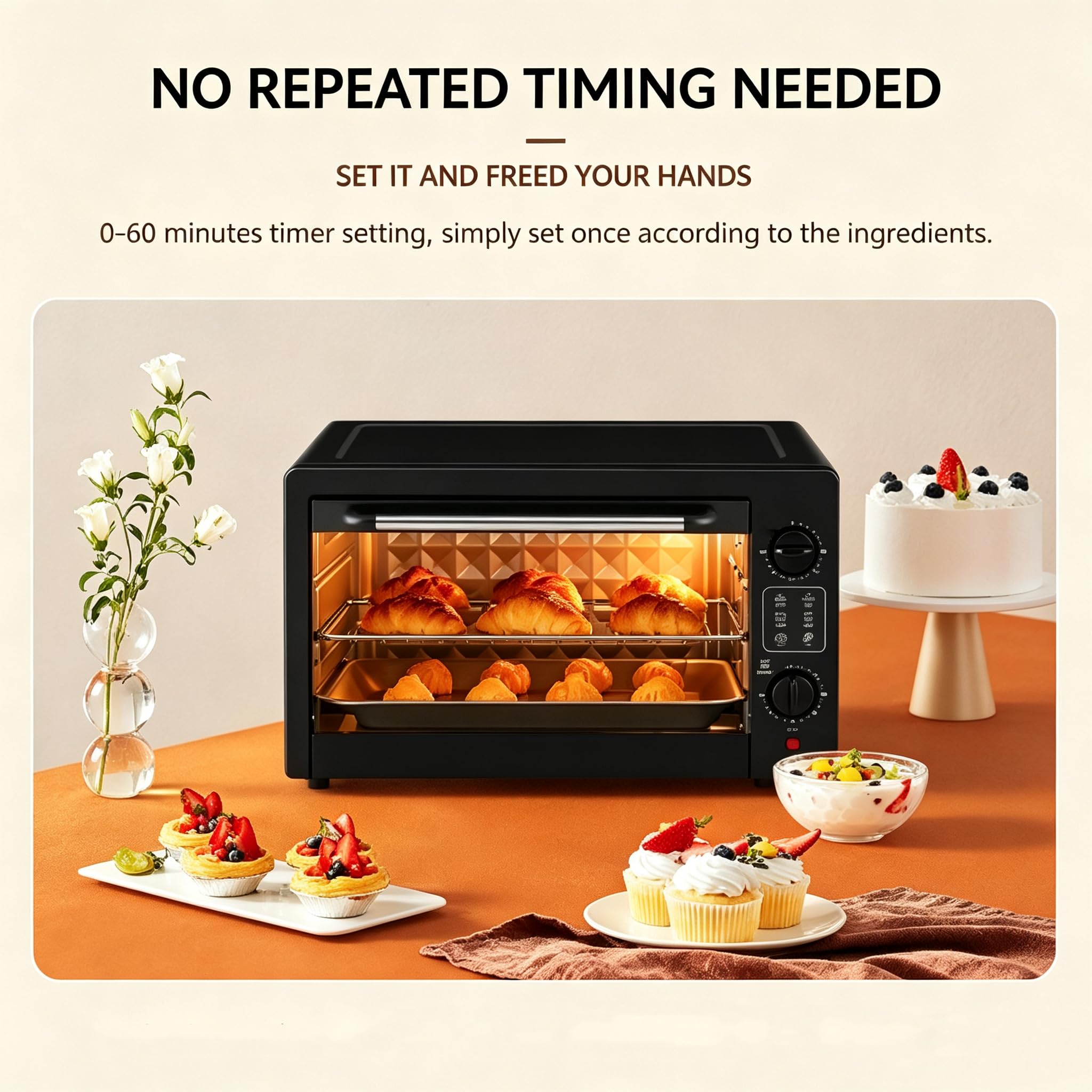Forno Elettrico Intelligente Da 1000w, Grill Elettrico Da Banco Da 22 Litri