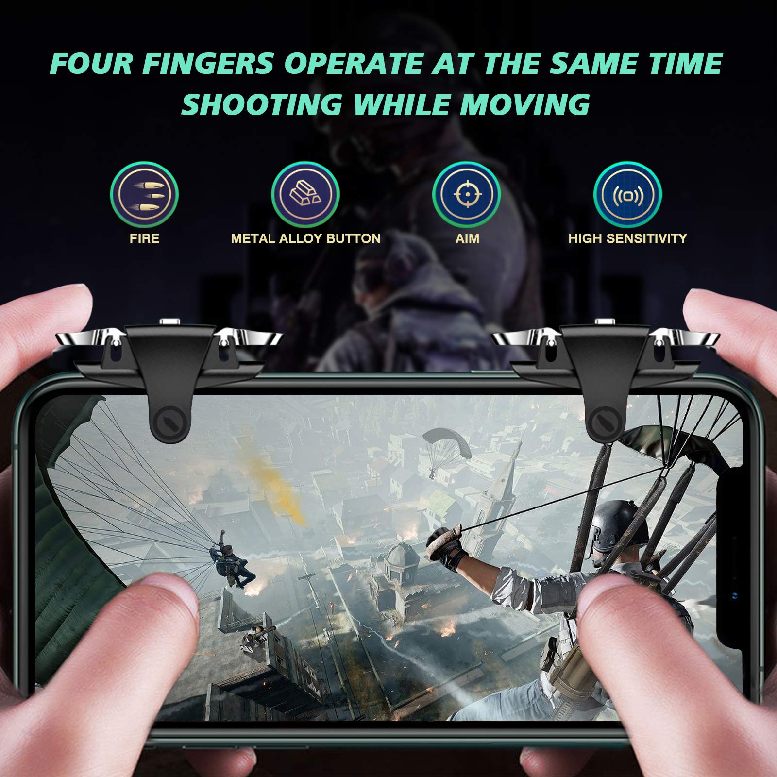 Newseego PUBG Mobile Game Controller Trigger, Mobiltelefon Spiel Tigger Empfindliche Game Joysticks Universal Version für PUBG/Knives Out L1R1-Handy-Controller Trigger für Android & IOS - Schwarz